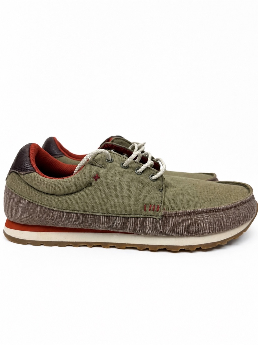 Sanuk U-Lounge Comfort Men’s 9.5 Olive Green Canvas Casual Shoes Sneakers New